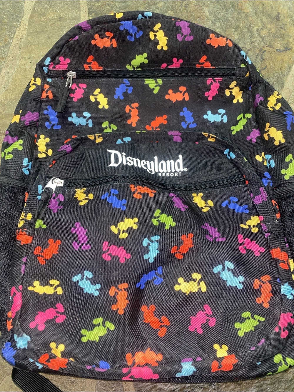 Disneyland Resort Black Backpack with Rainbow Mickey Silhouettes